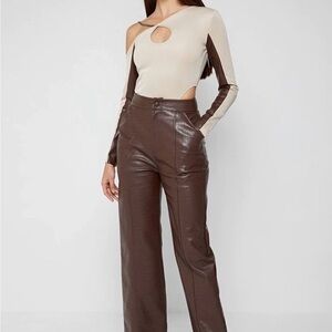 Manière De Voir Asymmetric Bodysuit + Vegan Croc Trousers Set (US 0)